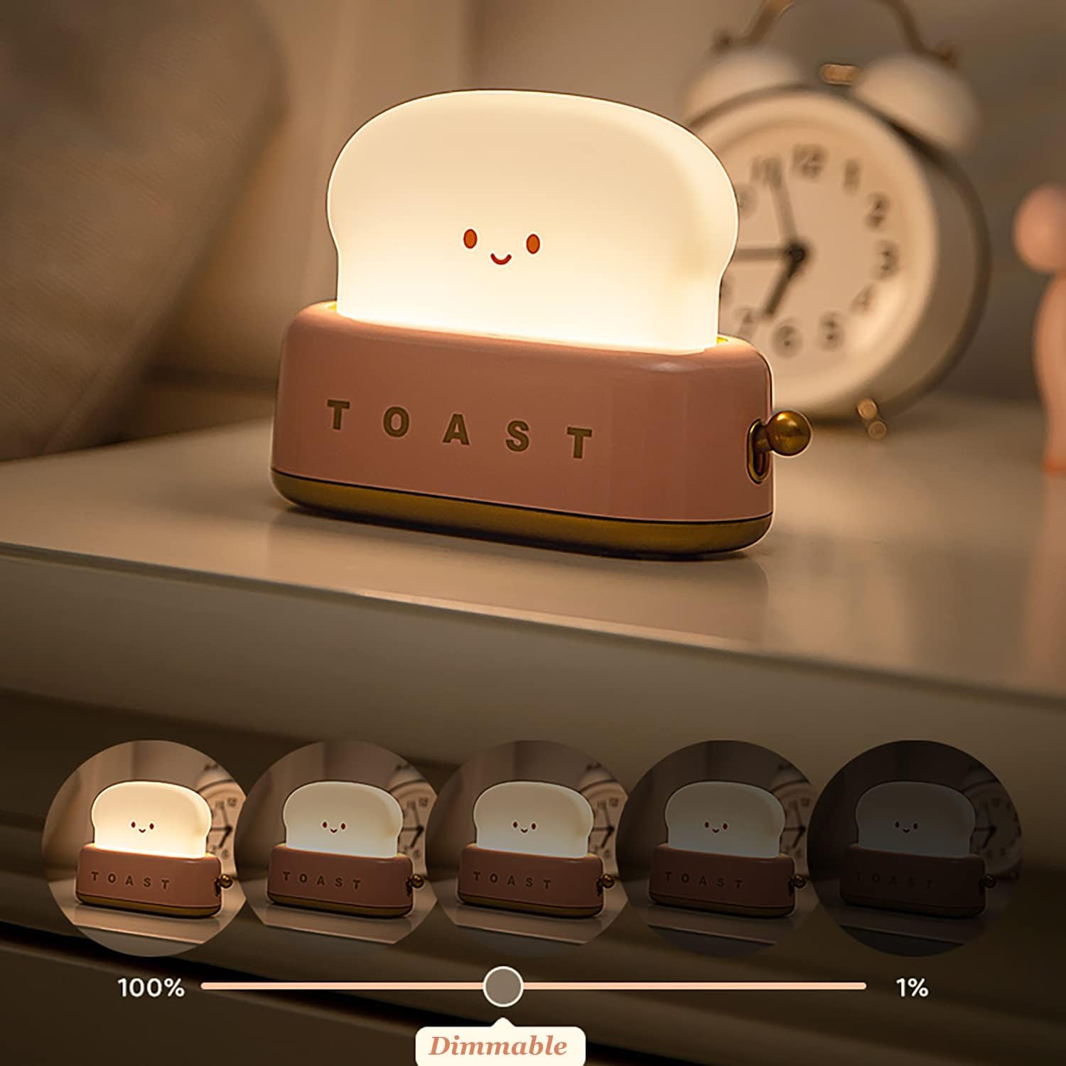 LED Dimmable Bread Light.Rechargeable Desk Lamp with Timer.Sleep Lamp for Bedroom Bedside Decorations