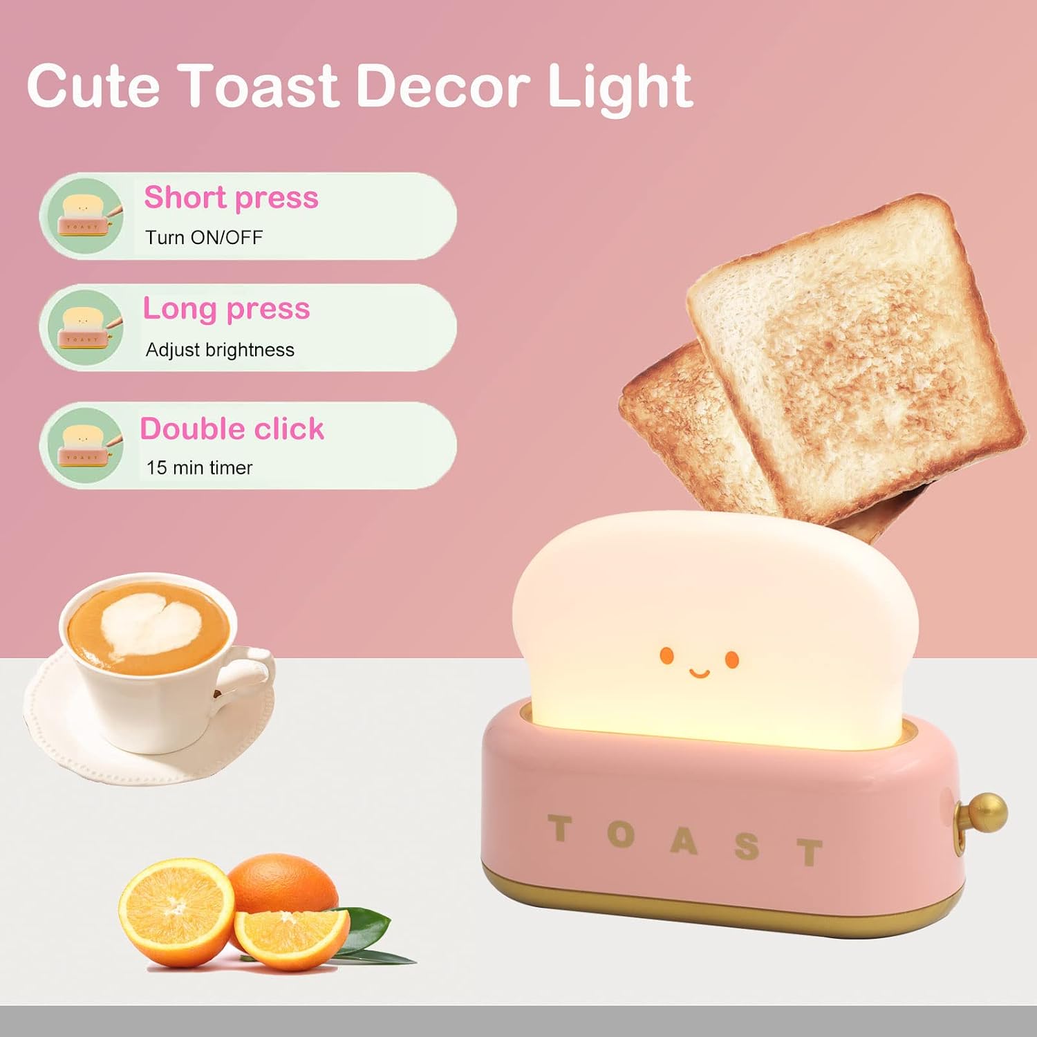 LED Dimmable Bread Light.Rechargeable Desk Lamp with Timer.Sleep Lamp for Bedroom Bedside Decorations