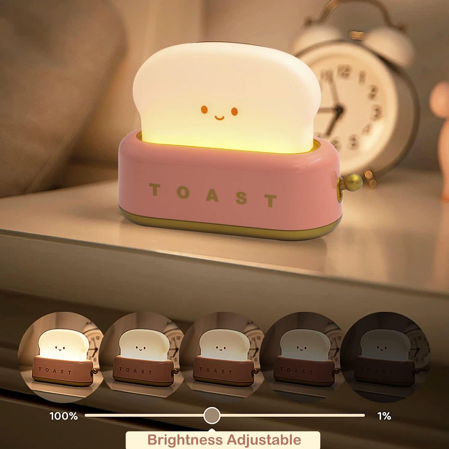 LED Dimmable Bread Light.Rechargeable Desk Lamp with Timer.Sleep Lamp for Bedroom Bedside Decorations