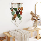 Macrame Wall Hanging Boho Woven Tapestry Macrame Wall Art Decor | Handmade Modern Bohemian Leaf Feather Tapestry Wall Art Decor for Bedroom