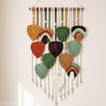 Macrame Wall Hanging Boho Woven Tapestry Macrame Wall Art Decor | Handmade Modern Bohemian Leaf Feather Tapestry Wall Art Decor for Bedroom