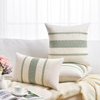 Set of 1 Sage Green Boho Lumbar Decorative Throw Pillow Covers 12x20 Inch for Living Room Bedroom Couch Bed Chair