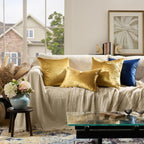 Gold Velvet Pillow Covers 18x18 Decorative Pillows Pack of 2 | Throw Pillows for Couch Sofa