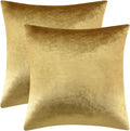 Gold Velvet Pillow Covers 18x18 Decorative Pillows Pack of 2 | Throw Pillows for Couch Sofa