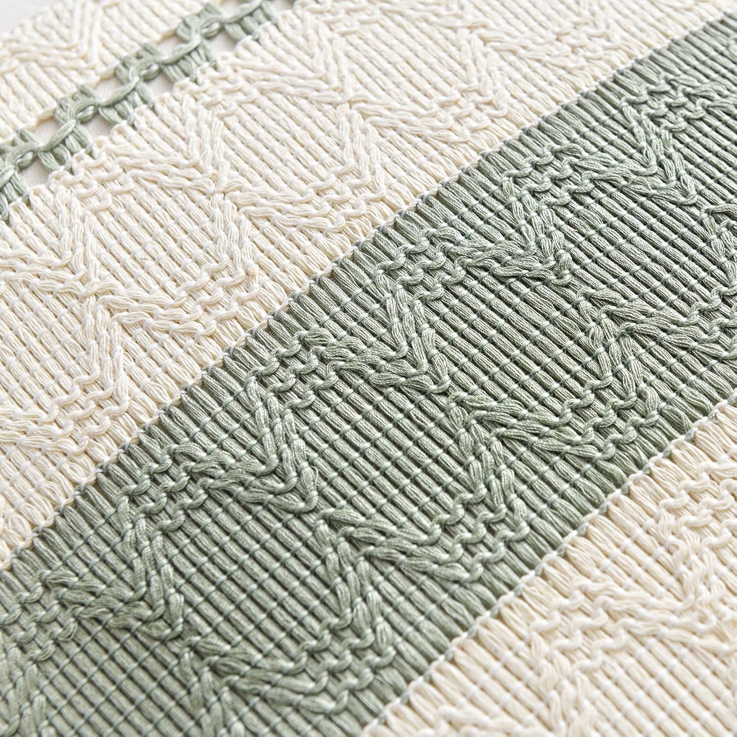 Set of 1 Sage Green Boho Lumbar Decorative Throw Pillow Covers 12x20 Inch for Living Room Bedroom Couch Bed Chair