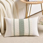 Set of 1 Sage Green Boho Lumbar Decorative Throw Pillow Covers 12x20 Inch for Living Room Bedroom Couch Bed Chair
