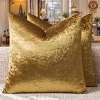 Gold Velvet Pillow Covers 18x18 Decorative Pillows Pack of 2 | Throw Pillows for Couch Sofa