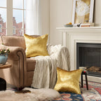 Gold Velvet Pillow Covers 18x18 Decorative Pillows Pack of 2 | Throw Pillows for Couch Sofa