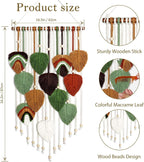 Macrame Wall Hanging Boho Woven Tapestry Macrame Wall Art Decor | Handmade Modern Bohemian Leaf Feather Tapestry Wall Art Decor for Bedroom