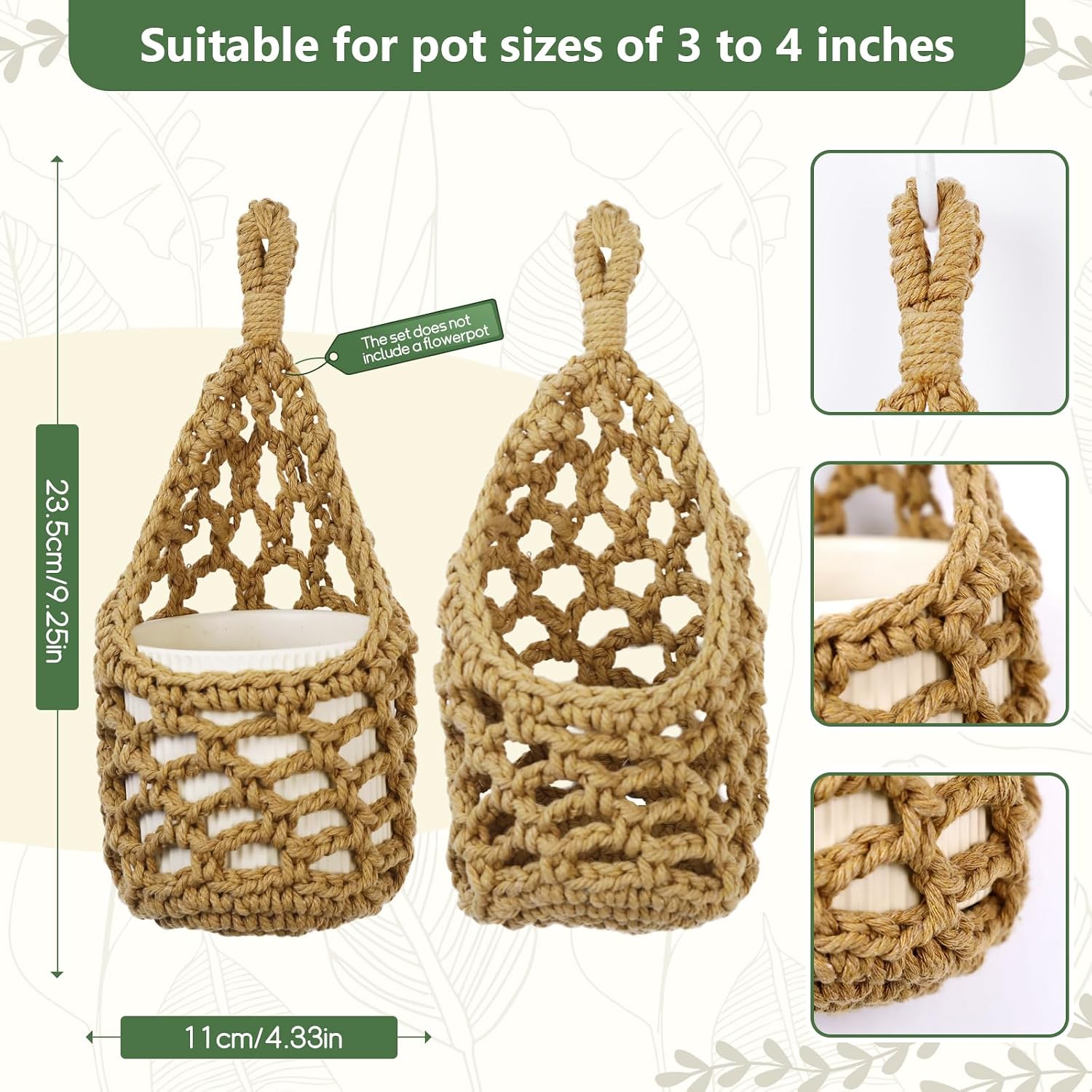 Hanging Planter Basket Holder. Wall Planters for Indoor Plants. for Up to 4 Inch Pot